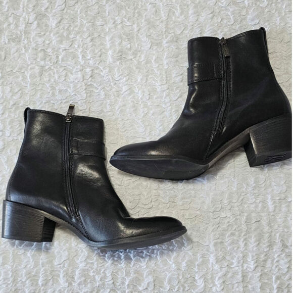 Paul Green Vanessa Block Heel Bootie Leather  black Ankle Boot sz 7.5 - Picture 2 of 6